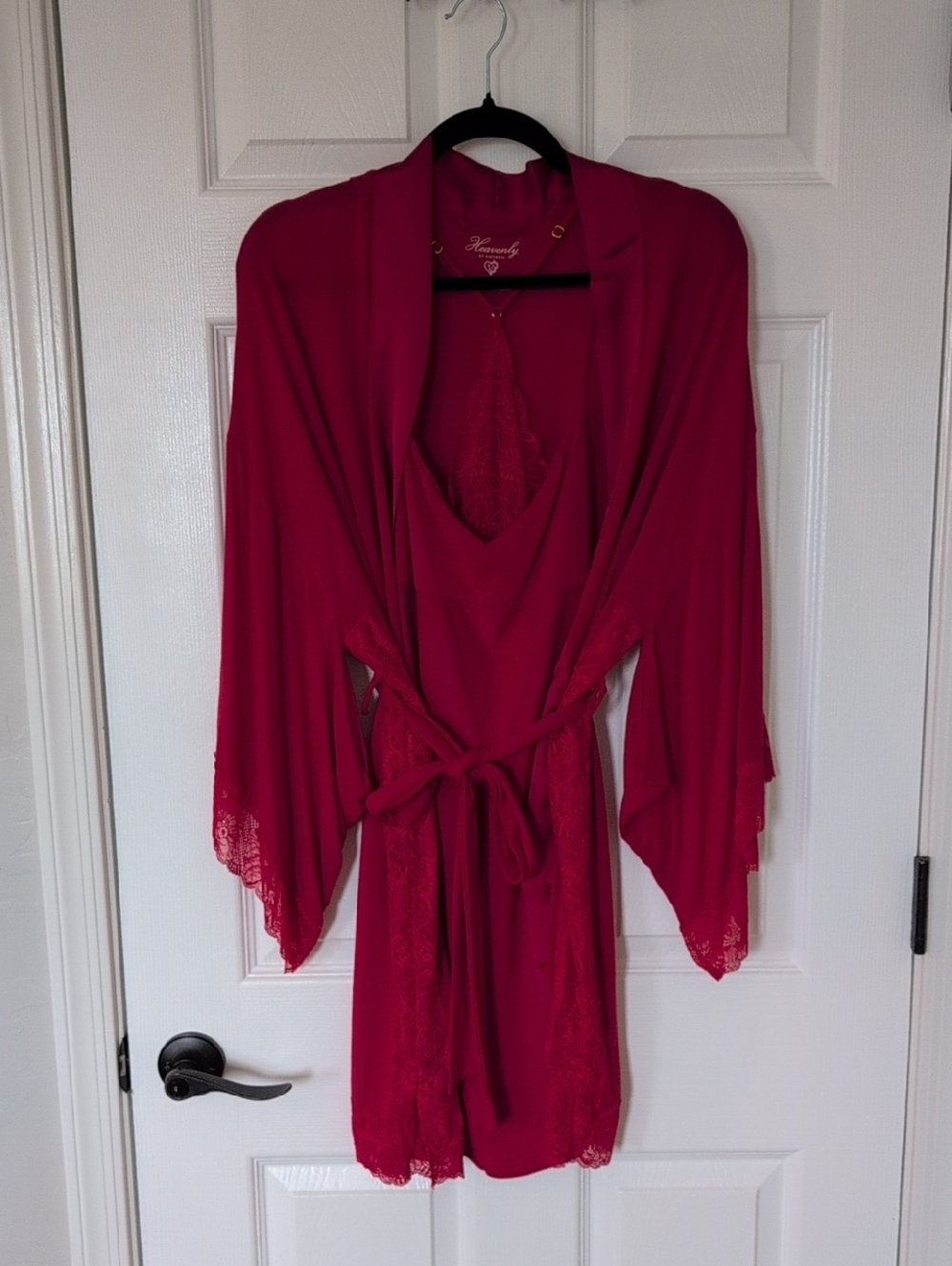 2 Piece Set Victoria's Secret Lace-Trim Robe and Chemise Set
